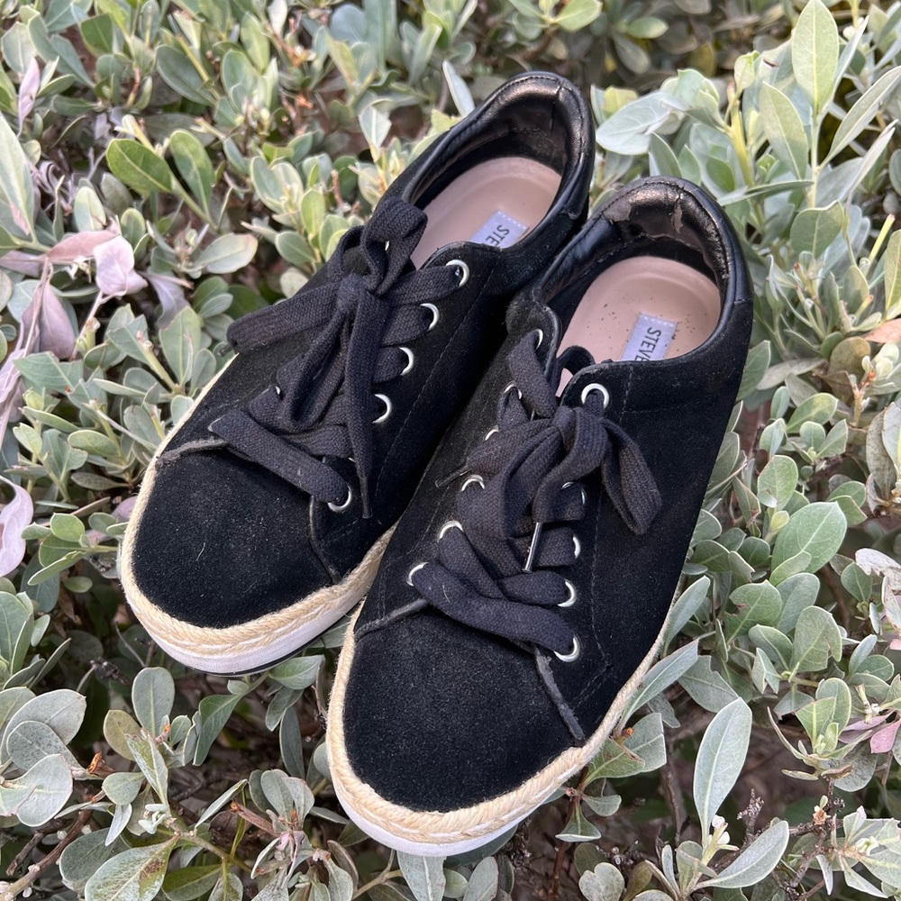 STEVE MADDEN BLACK SUEDE SNEAKER